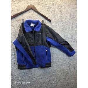 Columbia Mock Turtleneck Zip-Front Fleece Jacket‎ Royal Blue & Black Boy's 8